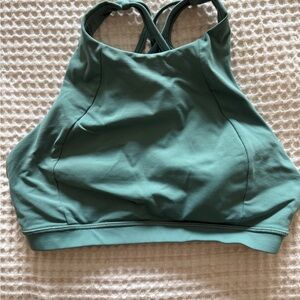 Lululemon Green High-Neck Sports Bra for Intense Workouts